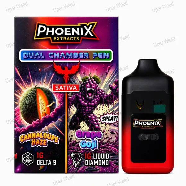 Phoenix 2G Dual Chamber Vape Pen - Cannaloupe Haze & Grape Goji (1G/Chamber)